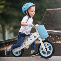 Draisienne en Bois Joyz Mini - Vélo d'Équilibre Bleu - Siège Réglable - Roues EVA Increvables 11 P