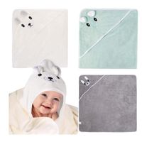 Lot de 3 serviettes à capuche pour bébé, équipement initial 80 x 80 cm, serviettes de bain pour bébé, serviette de bain nouveau-né,