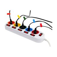 Bloc Multiprise Couleur - 5 Prises - Interrupteur pour chaque sortie + 5 stickers - Cable 1,5 M - Normes NF