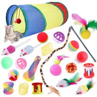 Jouet,Ensemble de jouets Tunnel pliable pour chat,23 pièces,chaton,jouets amusants,baguette en plumes,souris - C[F45460416]