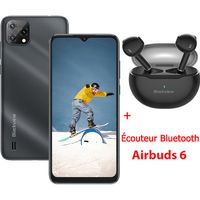Smartphone 4G Blackview A55 6.5" 16 Go 4780 mAh Noir avec Écouteur Bluetooth Blackview Airbuds6 Noir