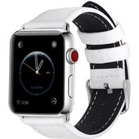 Fullmosa Compatible avec Bracelet Apple Watch 42mm/44mm/45mm,Cuir Bracelet iWatch, pour Apple Watch SE Séries 7/6/5/4/3/2/1,Blanc