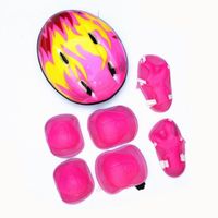 Casque de vélo,Casque de sport pour enfants de 3 à 10 ans, casquette de Scooter, ensemble d'équipement de protection - 7pcs Pink[B]