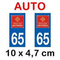 Autocollant plaque immatriculation voiture dpt 65 Hautes Pyrénées