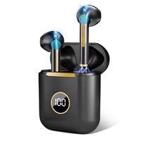 Écouteurs Bluetooth 5.3 sans Fil avec HiFi Stéréo Réduction de Bruit avec Mic, pour iOS et Android Noir