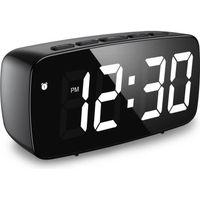 Réveil Numérique, Alarm Réveil LED avec Snooze, Luminosité réglable, ave mode jour de travail, 2 modes d'alimentation (Noir)