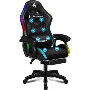 Soontrans Chaise Gaming Ergonomique Noir/Rouge - Massage Lombaire, Repose-Pieds, Tapis Souris Inclus - Confort Ultime Gamer