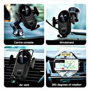 Support Voiture Pour IPhone Avec Recharge - Fixation Par Griffe - Noir - Neuf