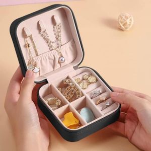 Mini boîte de rangement de bijoux portable pour femmes, étui de rangement  pour boucles d'oreilles et colliers, étui de voyage à domicile, vitrine en  cuir pour matiques - AliExpress
