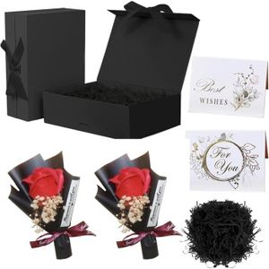 Boîte cadeau Boîte Cadeau, 2Pcs Noir Boite Cadeau Avec Ruban Ca