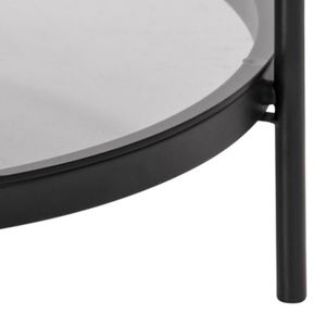TABLE BASSE Table Basse - Smuk - Tory - Verre Fumé - Métal Noir