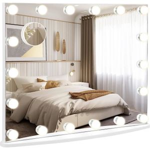 ANYHI Grand Miroir Maquillage 75 * 54 cm, Miroir LED avec 15