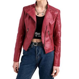 Blouson simili cuir perfecto rouge femme Cdiscount