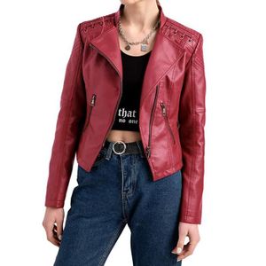 BLOUSON Veste Femme,Veste en Cuir PU Veste Moto,Veste été 