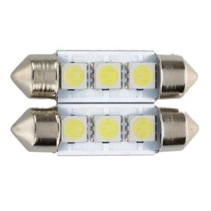 AMPOULE - LED cadeau,2x C5W 3 LED SMD 5050 34mm Plaque Xenon Bla