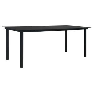 TABLE DE JARDIN  Table à dîner de jardin Noir 190x90x74 cm Acier et verre - VIDAXL - Rectangulaire - Extérieur - 6 personnes