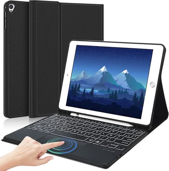 SZO Toetsenbordhoes voor iPad 9/8/7e generatie 10,2 inch 2021/2020/2019, 360° Touchpad Flip harde beschermhoes, Slim Cover, 7 achtergrondverlichting, Bluetooth-toetsenbord met automatische SZO Toetsenbordhoes voor iPad 9/8/7e generatie 10,2 inch 2021/2020/2019, 360° Touchpad Flip harde beschermhoes, Slim Cover, 7 achtergrondverlichting, Bluetooth-toetsenbord met automatische