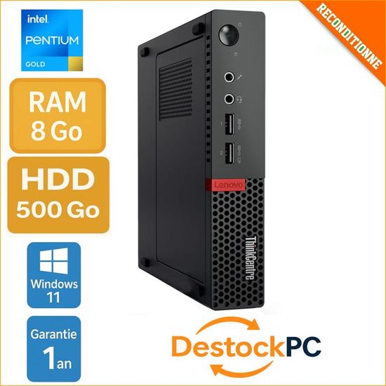 Lenovo ThinkCentre M710q Tiny – Windows 11, Pentium G4400T, 8Go de