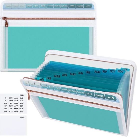 Trieur à Compartiments A5 Cxxtkcxxlc - 13 Compartiments, Organisateur De Reçus Et Coupons 28x15cm Avec Poche Avant