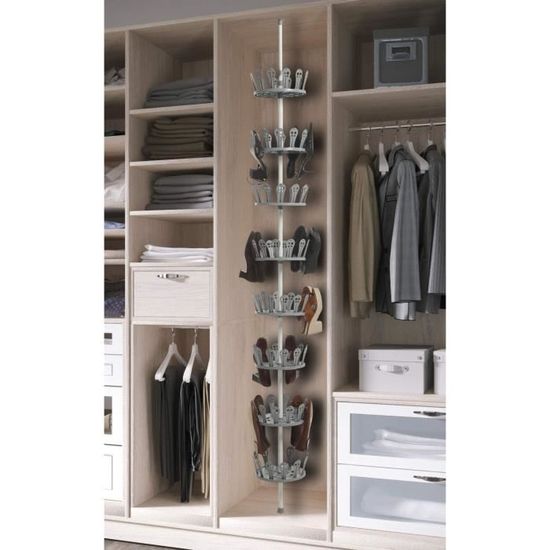 Meuble à Chaussures Rotatif 48 Paires, Gris, Unique[420] Cdiscount Maison
