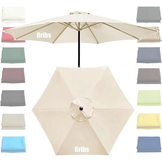 Toile De Rechange Parasol Extérieur 2m/2.7m/3m - Housse Tissu UV50+ Pour 6/8 Baleines (Gris)