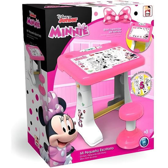 Pupitre Minnie CHICOS - Avec coffre de rangement et emplacement pour couleurs et feutres - Rose