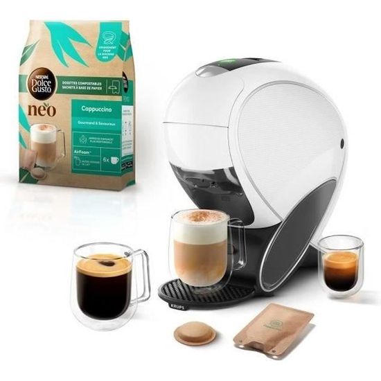 KRUPS Machine à café NESCAFÉ Dolce Gusto NEO, Dosettes compostables et sachets à base de papier