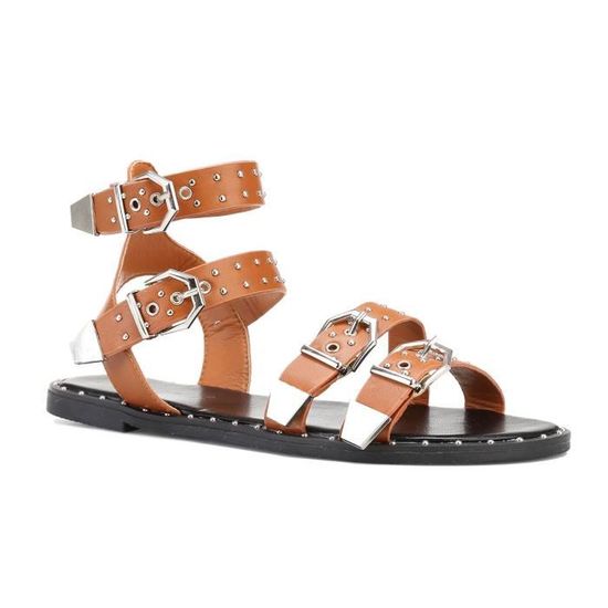 Spartiates camel clout es boucles Marron Cdiscount