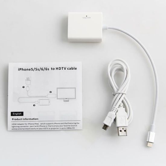 Certifié Apple MFi Adaptateur AV numérique Lightning,Convertisseur d'écran  de Synchronisation Audio et Vidéo