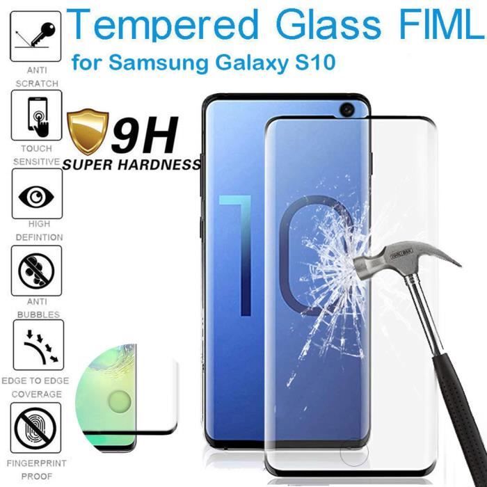 Reconnaissance des empreintes digitales d'écran en verre trempé HD pour Samsung Galaxy S10 6.1inch Housse de téléphone 7060