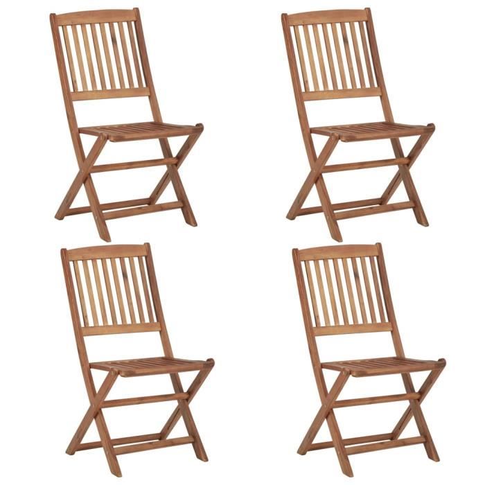 YAJIASHENG Chaises pliables d'extérieur 4 pcs Bois d'acacia solide