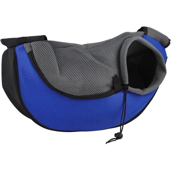 Tera® Sac de transport bandoulière 48x12x20cm pour petit et moyen chien/chat (Bleu)