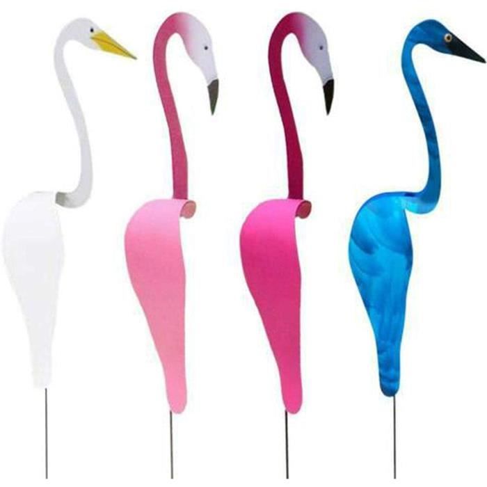 Flamant Rose Décoration Jardin Extérieur,Ornements de Cour de Flamants Roses,Ornements Décoratifs de Jardin En Métal (4pcs)