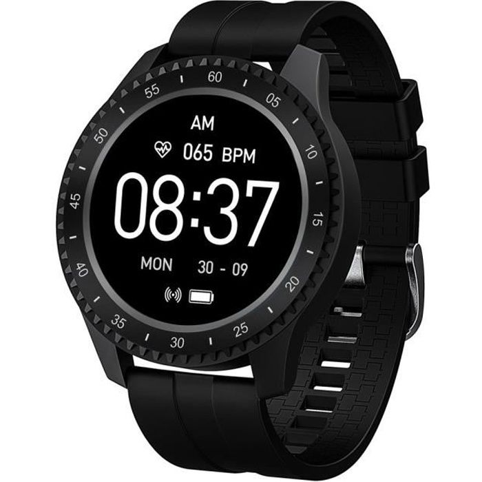 F17 Montre Connectée Hommes Femmes Moniteur de Fréquence Cardiaque Sport IP68 Toucher Complet montre intelligente Bande, Noir