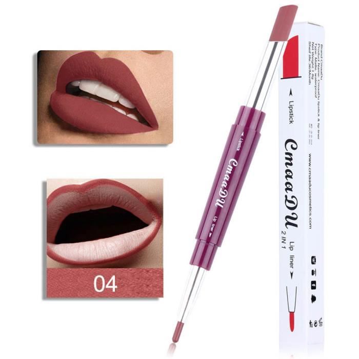CmaaDu Double-end Lasting Lipliner Crayon à lèvres imperméable à l'eau 6 couleurs D