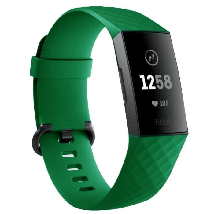 Bracelet Silicone pour FITBIT Charge 4 Taille S 95-103mm Poignet Sport (VERT)
