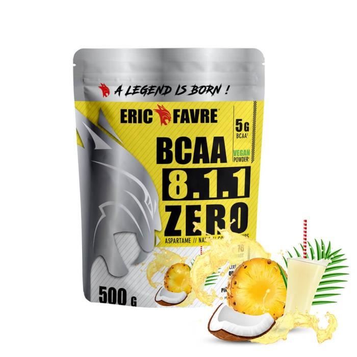 BCAA POUDRE 8.1.1 Zero - Acides Aminés Musculation Vegan 500 Gr - Laboratoire Français Eric Favre (Piña colada)