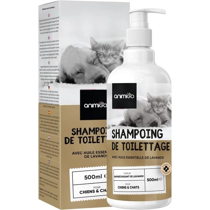 Animigo Shampoing de Toilettage - pour Chien et Chat - Idéal Poils Longs ou Courts - Pelage Doux et Brillant
