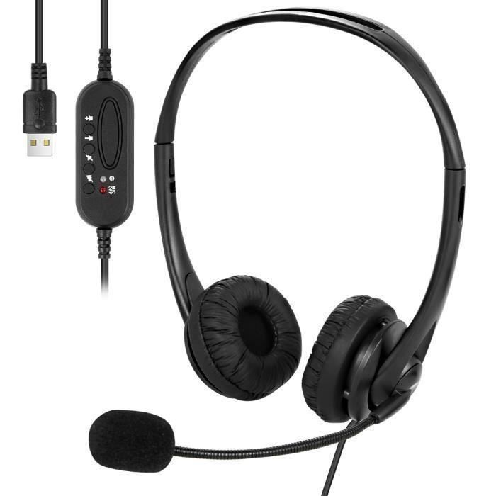 Petyoung Écouteur filaire USB avec microphone dissimulant le bruit pour téléphone filaire de bureau pour ordinateur portable