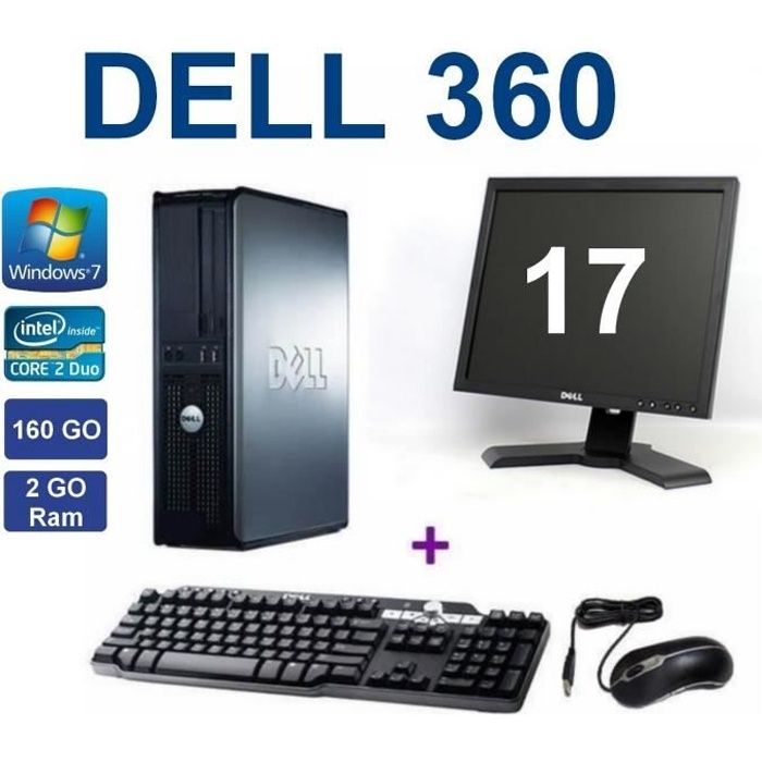 PC complet Dell OptiPlex 360 Core2duo 2.60 Ghz 160 Go 2 go clavier souris écran 17 pouces