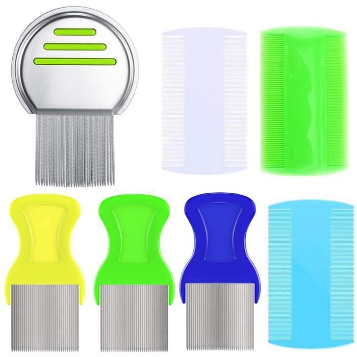 Flea peigne Pet Lice peigne Remover puces Toilettage en acier inoxydable peigne pour enlever les puces oeufs Taches 7PCS