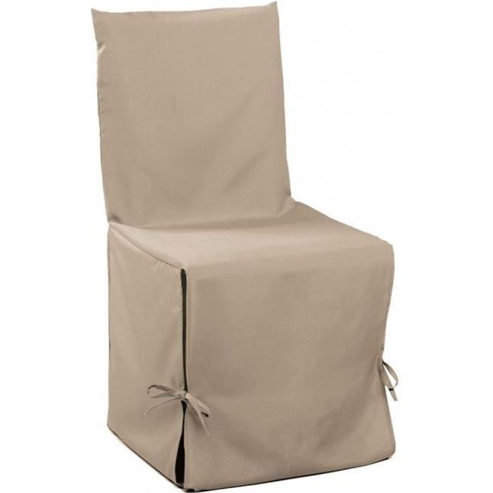 DOUCEUR D'INTERIEUR Housse de chaise unie à nouettes 50x50x50 cm - Beige