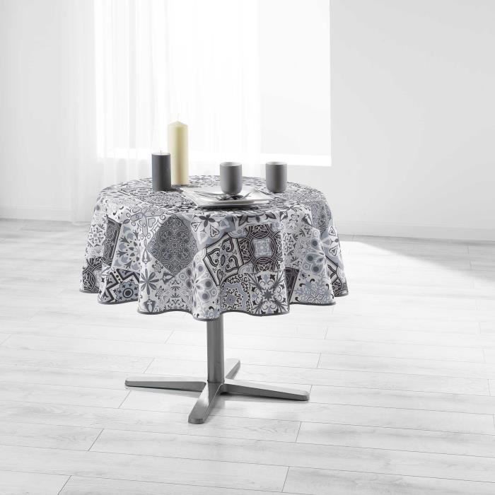 CDaffaires Nappe ronde (0) 180 cm polyester imprime persane Gris