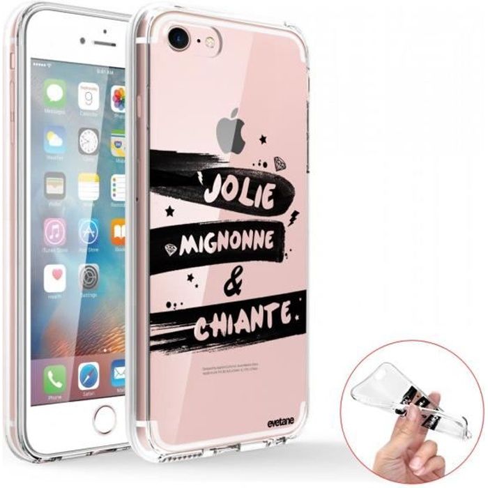 Coque 360 iPhone 7 iPhone 8 360 intégrale transparente Jolie Mignonne et chiante Ecriture Tendance Design Evetane