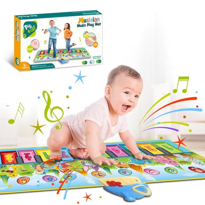 Tapis de jeux enfant Tapis Musical Piano Enfant 110 x 36cm Clavier Musical Tactile Tapis d'éveil et de jeux cadeau bebe Garçons Fill