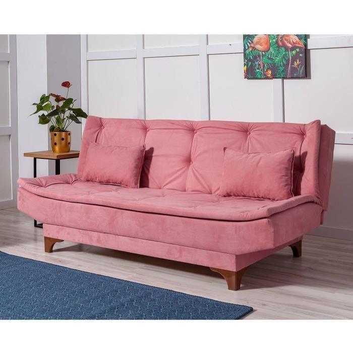 Canapé droit Rose Tissu Confort