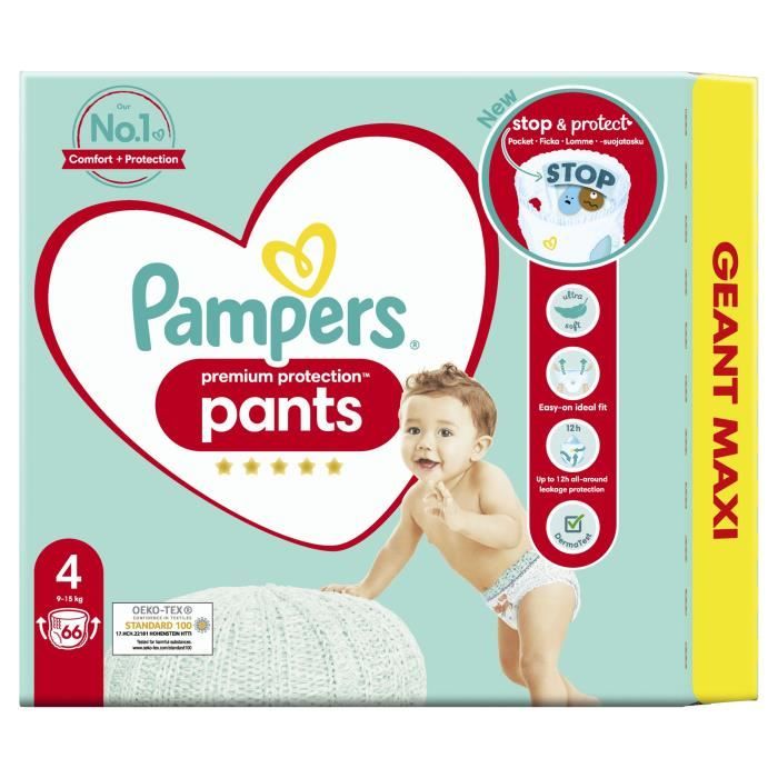 PAMPERS Premium Protection Pants Taille 4 - 66 Couches-culottes