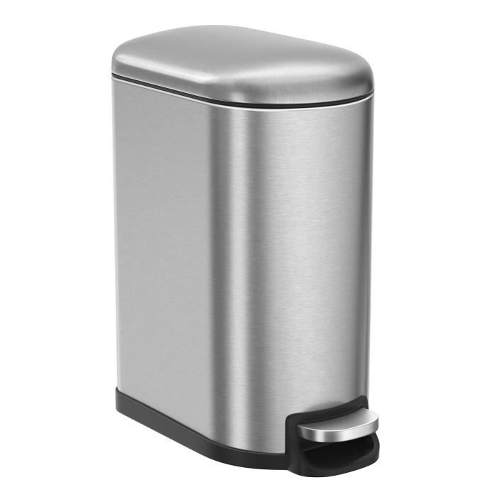 Songmics® Poubelle à pédale de10L, Poubelle en INOX avec Seau intérieur, Fermeture Douce, LTB10NL