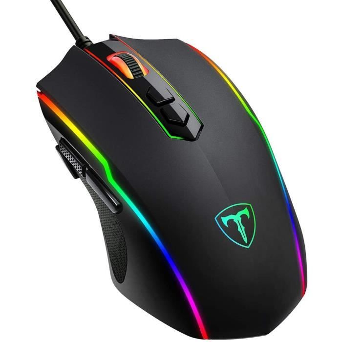Souris Gamer RGB Filaire PICTEK /Souris de Jeu 8 Boutons Programmables, 7200 dpi réglable/Souris Gaming Ergonomique