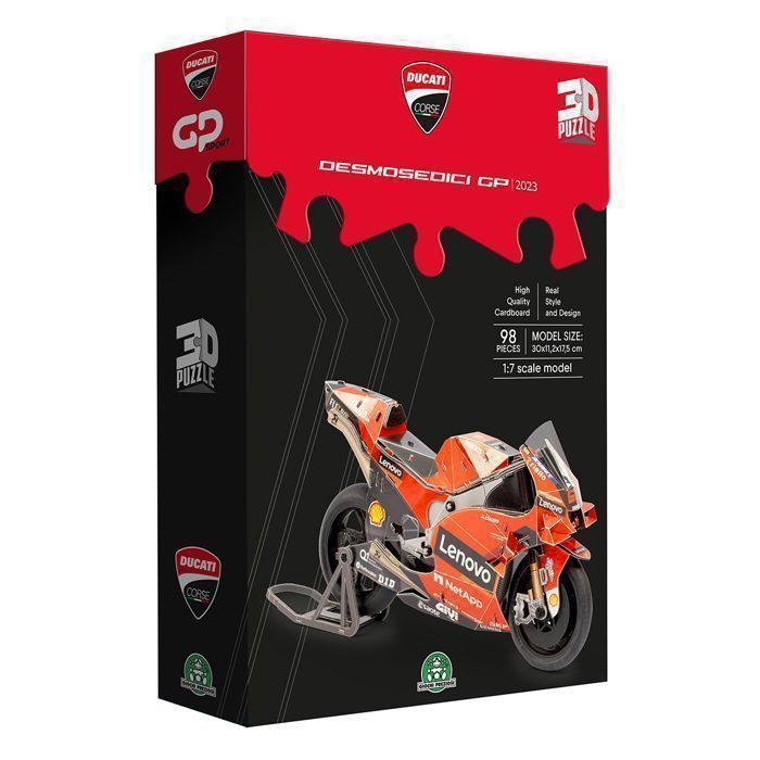 Ducati GP Sport Puzzle 3D Desmosedici GP – 120 Pièces, Maquette Moto échelle 1/7, Roues Fonctionnelles, Sans Colle Ni Outils